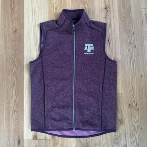 New Cutter & Buck Burgundy Texas A&M University Fleece Vest